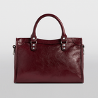 Balenciaga Burgundy Small Leather Le City Top-Handle Bag