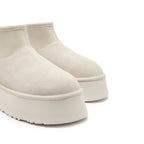 Ugg Classic Mini Dipper Puffer Suede Ankle Boots White