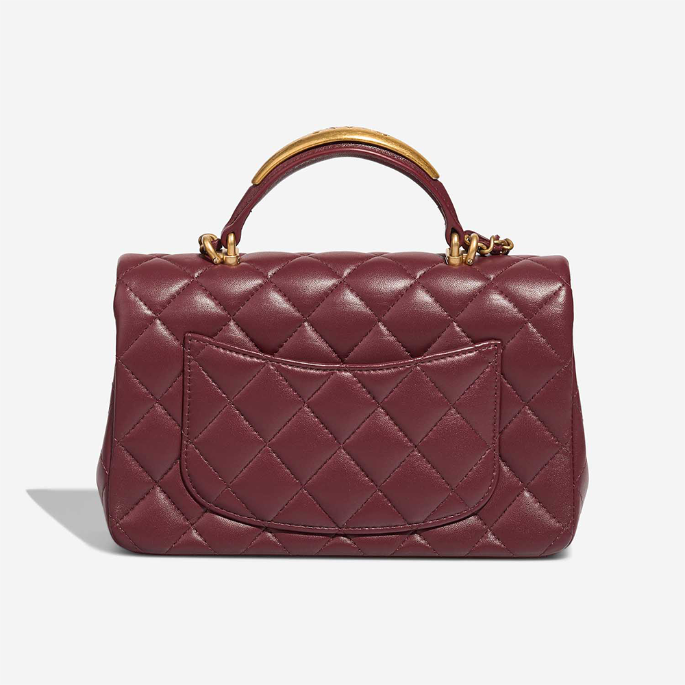 Chanel Mini Flap Bag With Gold Top Handle - Burgundy