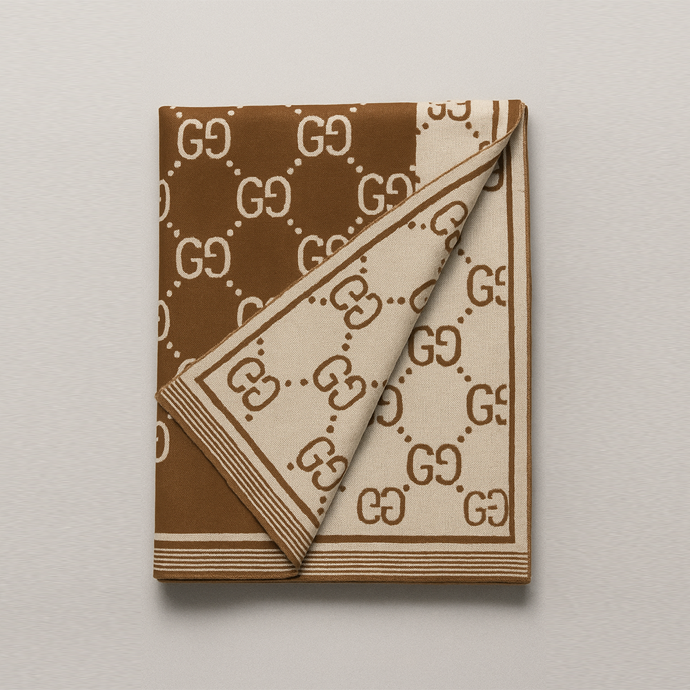 Gucci Reversible GG Jacquard Wool Scarf – Brown & Beige