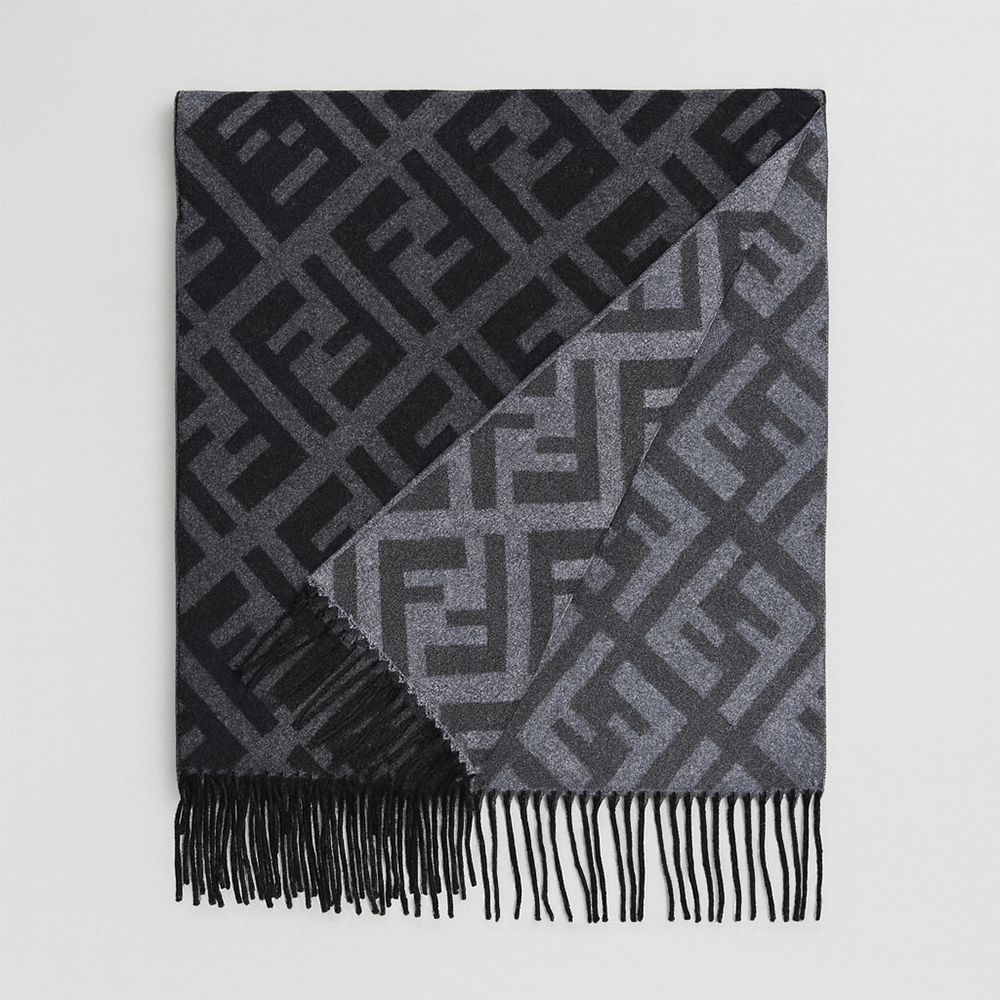 Fendi FF Logo Wool Scarf Black