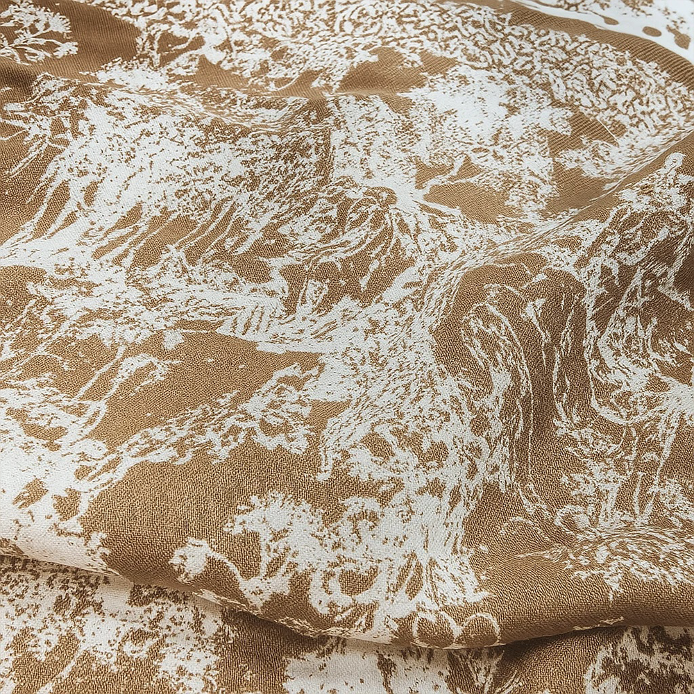 Christian Dior Toile de Jouy Embroidered Wool Scarf – Beige & Camel