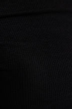 Black Draped Boat Neck Asymmetrical Knitted Blouse - All About Eg