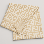 Fendi Wool Scarf – Beige with FF Logo Pattern