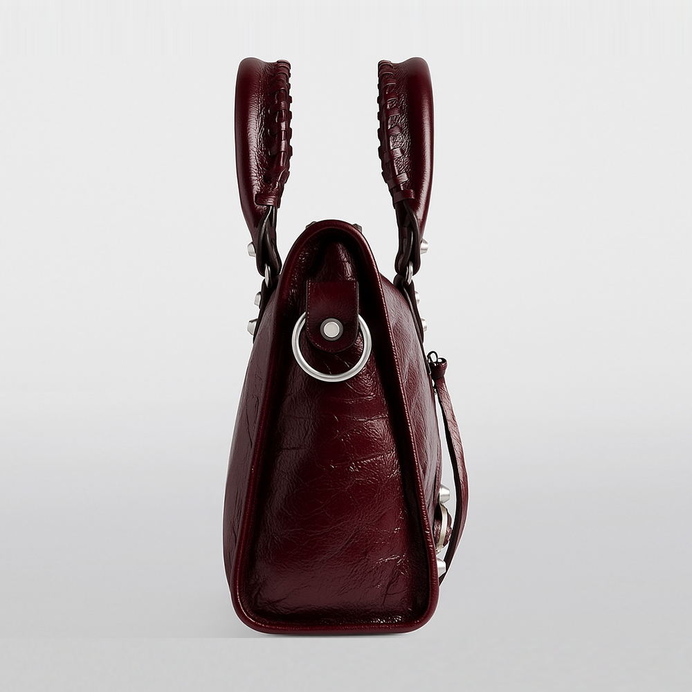 Balenciaga Burgundy Small Leather Le City Top-Handle Bag