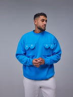 Blue Pocket Oversize Sweatshirt - All About Eg