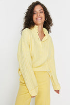 Yellow Wide Fit Soft Textured Stand Collar Knitwear Sweater