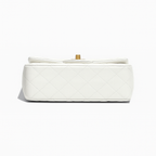 Chanel Mini Flap Bag with Gold Top Handle – White