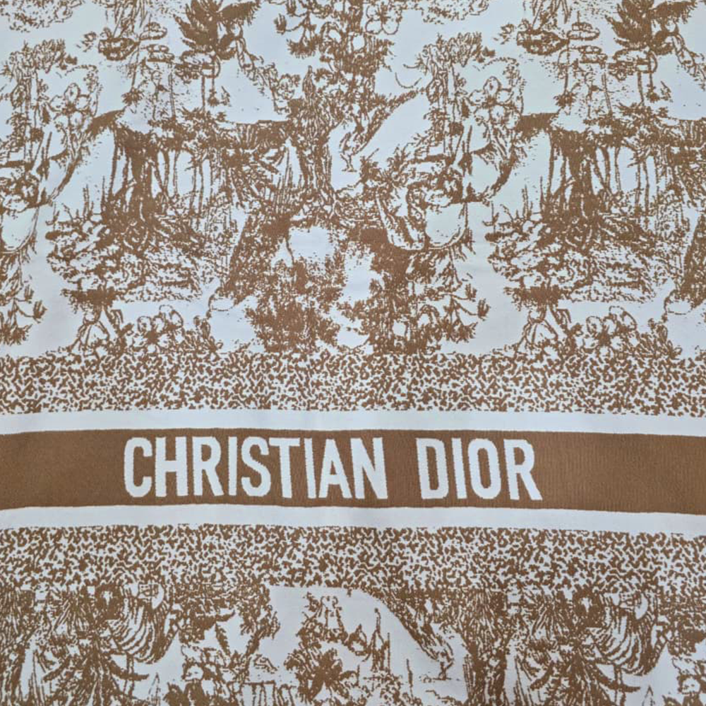 Christian Dior Toile de Jouy Embroidered Wool Scarf – Beige & Camel