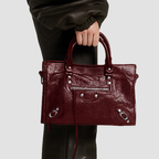 Balenciaga Burgundy Small Leather Le City Top-Handle Bag