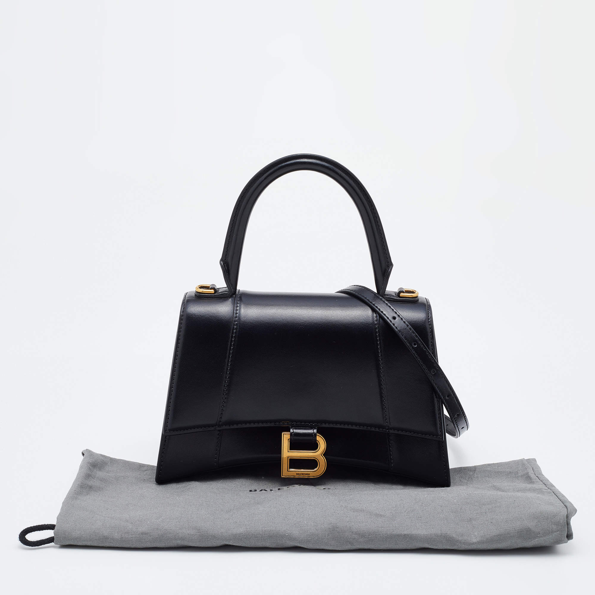 Balenciaga Black Leather Hourglass Box Top Handle Bag - All About Eg
