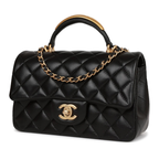 Chanel Mini Flap Bag With Gold Top Handle - Black
