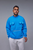 Blue Pocket Oversize Sweatshirt - All About Eg