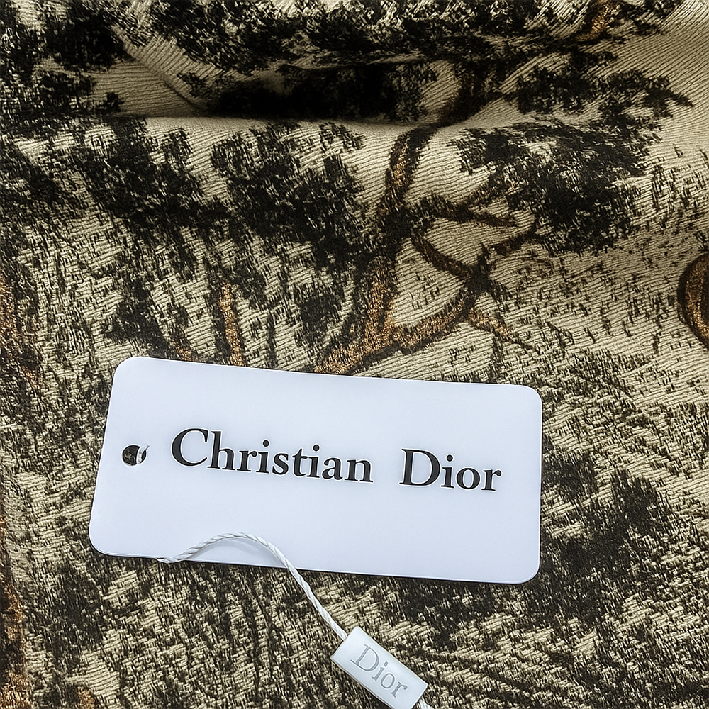 Christian Dior D-Oblique & Toile de Jouy Wool Scarf – Black & Grey