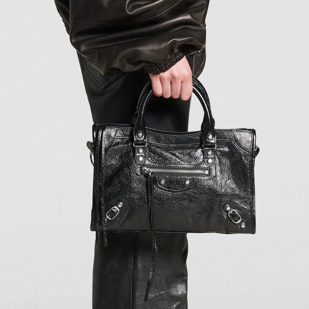 Balenciaga Black Small Leather Le City Top-Handle Bag