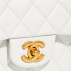 Chanel Mini Flap Bag with Gold Top Handle – White