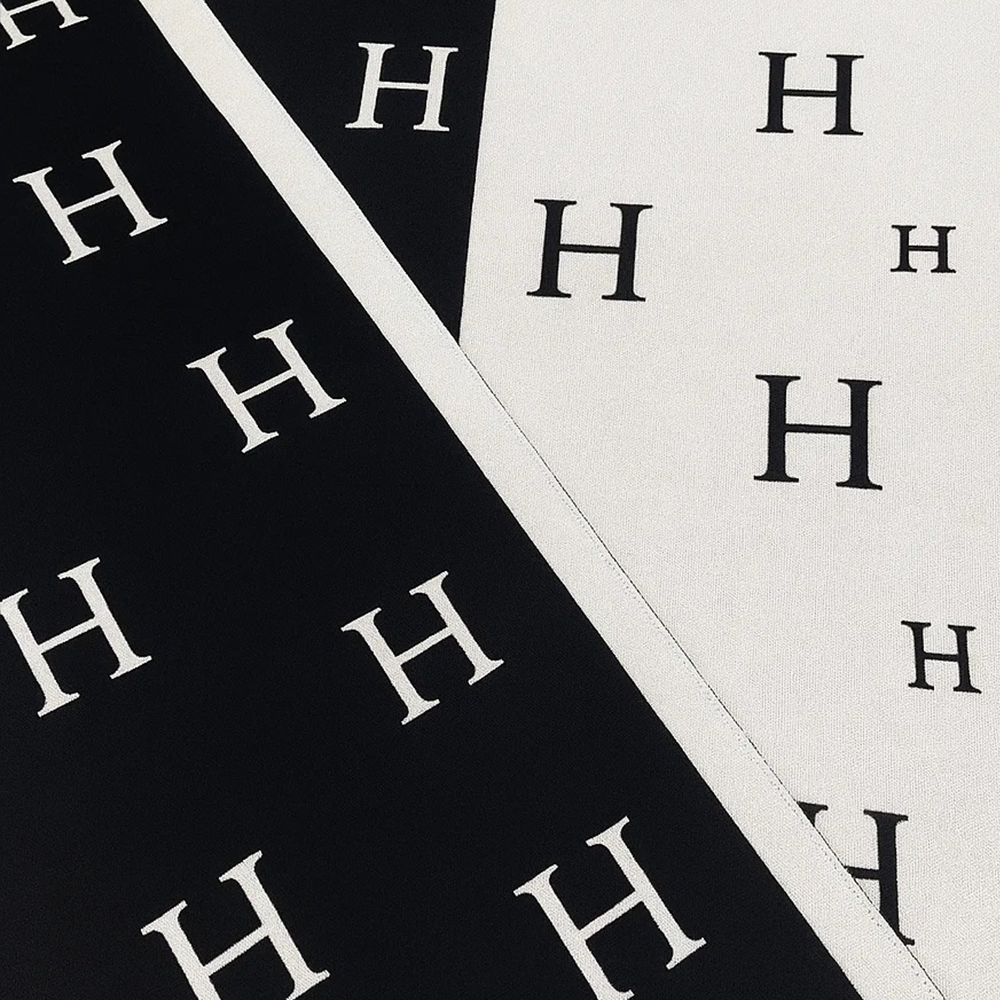 Hermès Reversible H Monogram Wool & Cashmere Scarf – Black & White