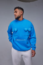 Blue Pocket Oversize Sweatshirt - All About Eg