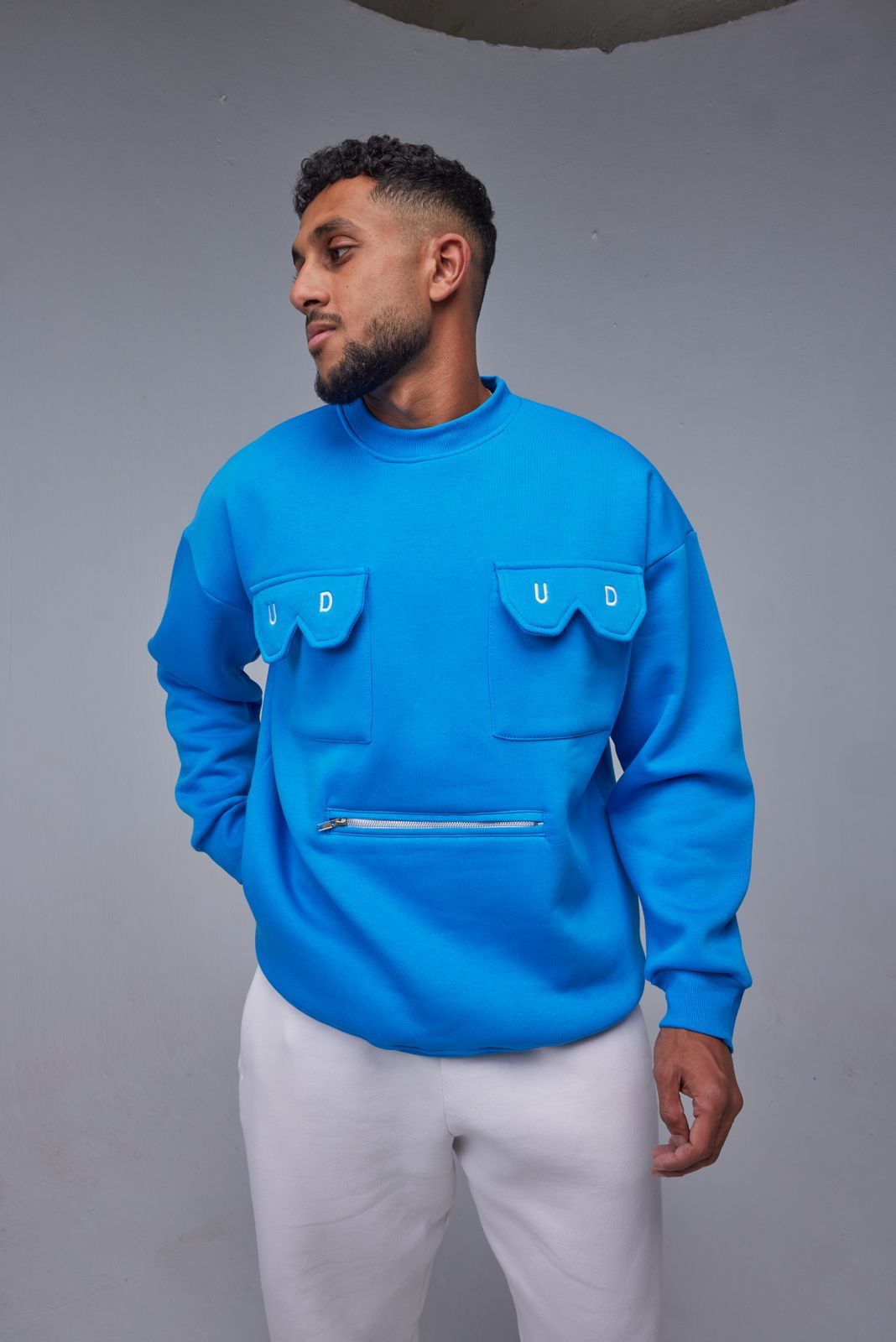 Blue Pocket Oversize Sweatshirt - All About Eg