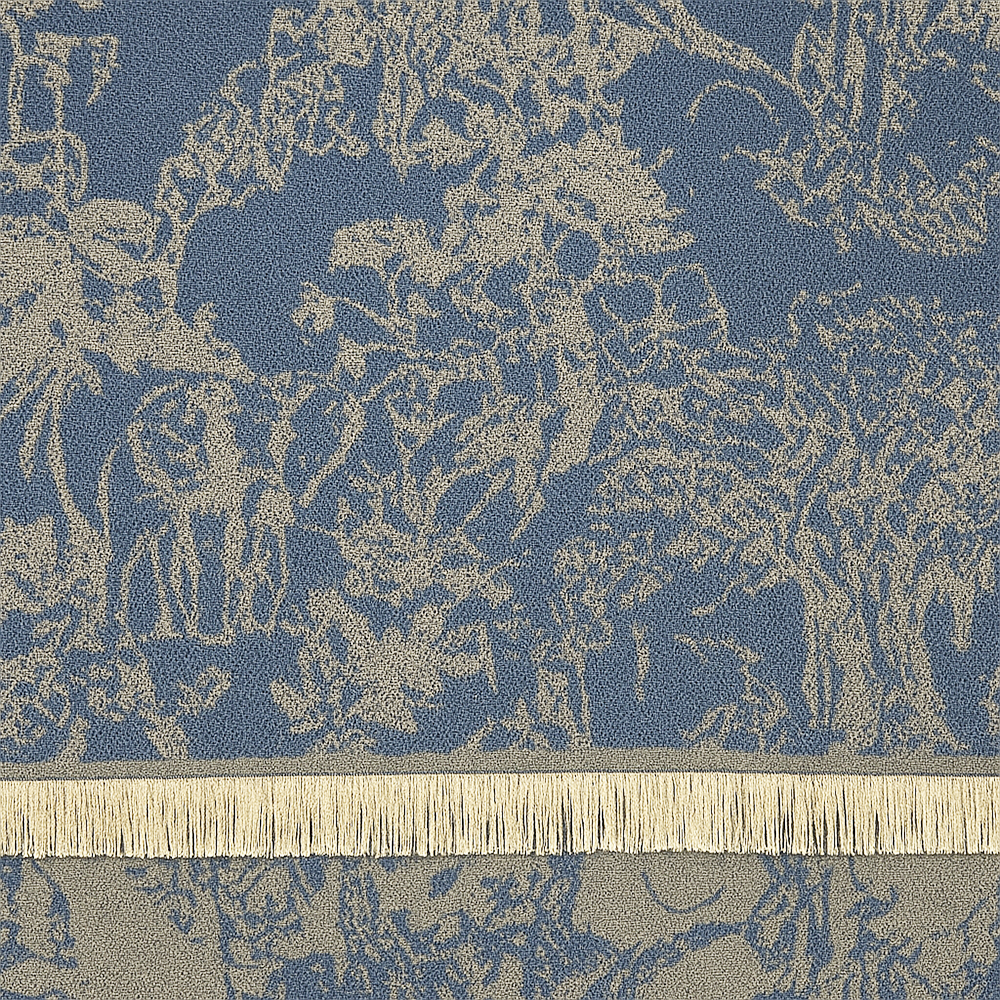 Christian Dior Toile de Jouy Wool Scarf – Blue & Beige