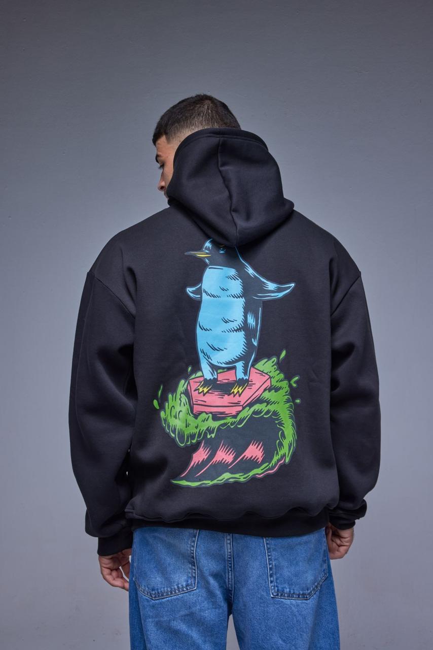 Black Penguin Hooded Sweatshirt - All About Eg