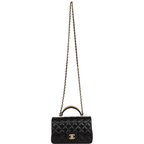 Chanel Mini Flap Bag With Gold Top Handle - Black