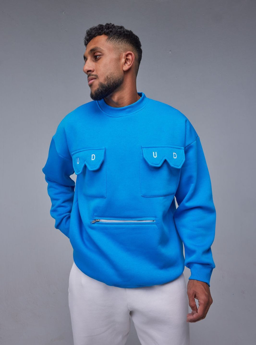 Blue Pocket Oversize Sweatshirt - All About Eg