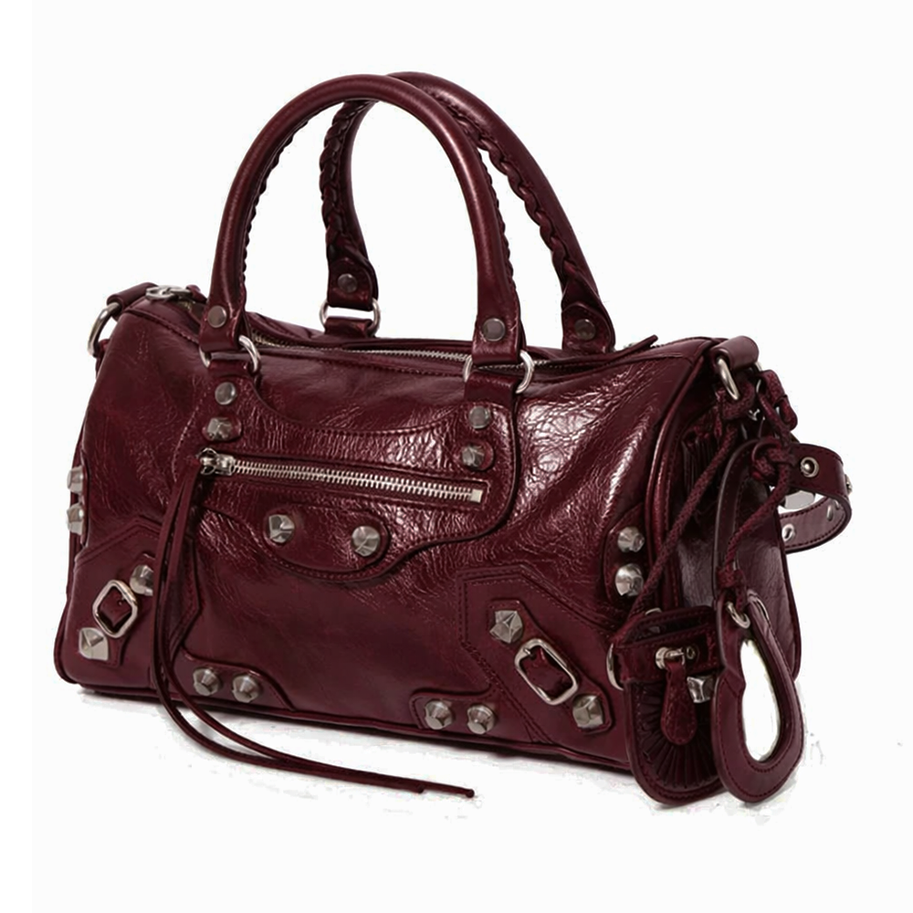 Balenciaga Burgundy Small Leather Le City Top-Handle Bag
