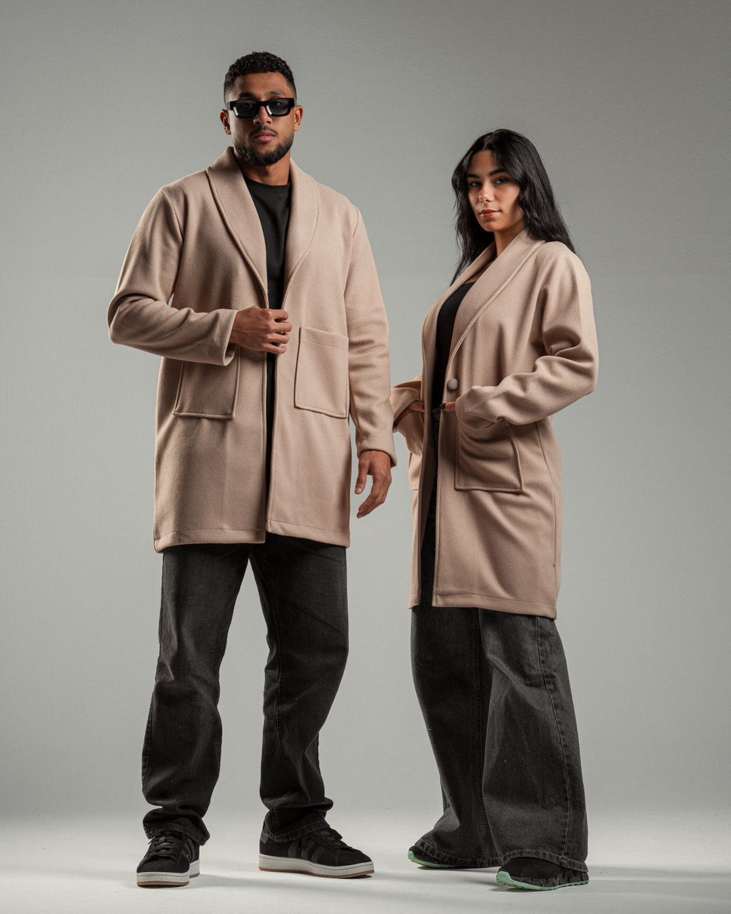 Oversized Knitted Sweater Beige Coat Casual Lapel Warm Overcoat With Pockets - All About Eg