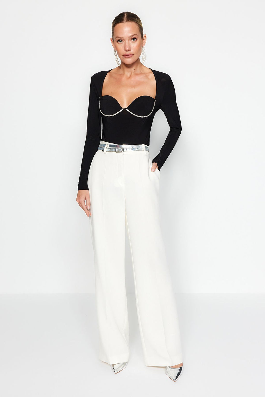 Black Glittered Jewelled Body - All About Eg