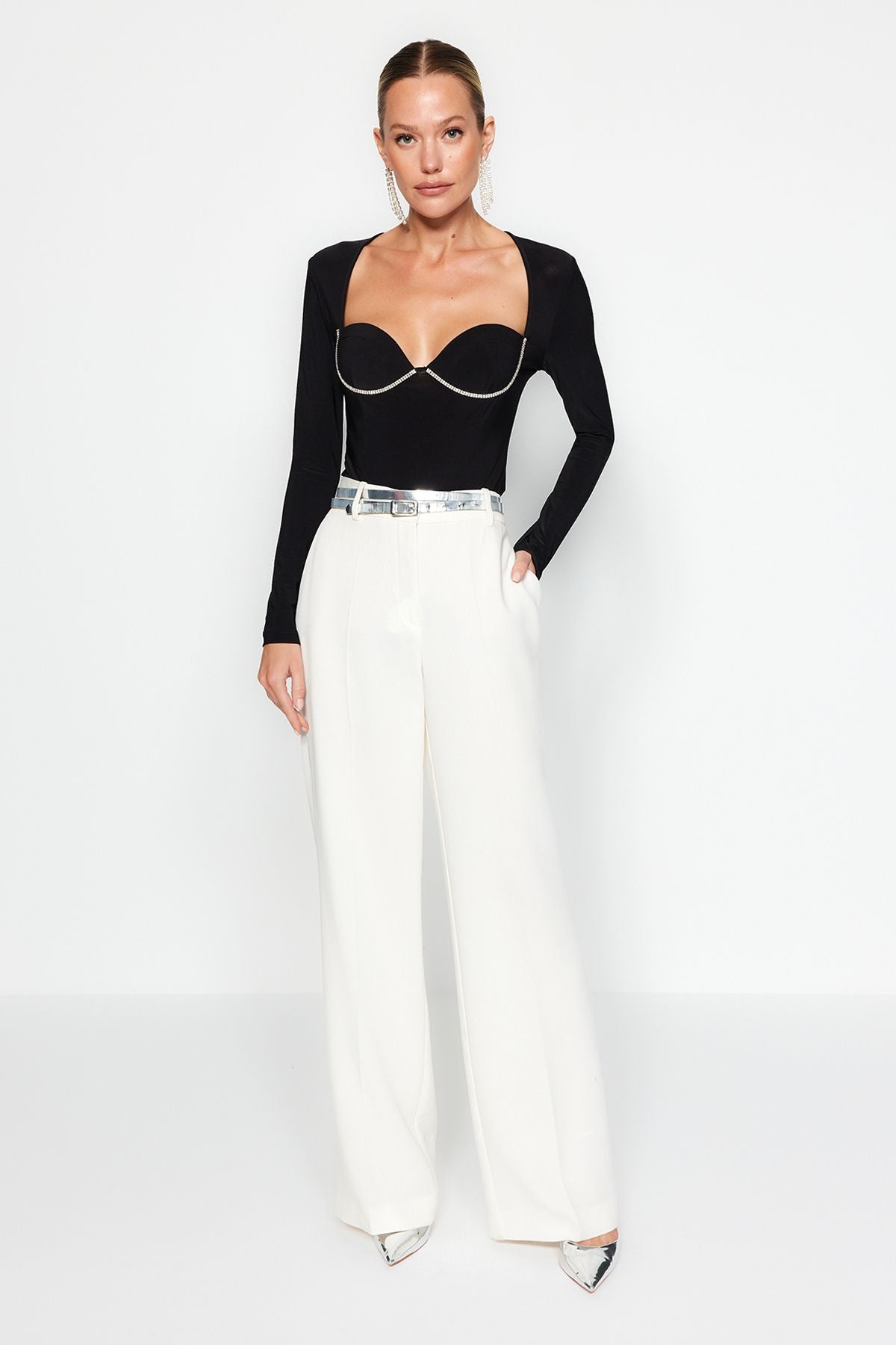 Black Glittered Jewelled Body - All About Eg