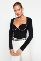 Black Glittered Jewelled Body - All About Eg