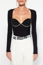 Black Glittered Jewelled Body - All About Eg