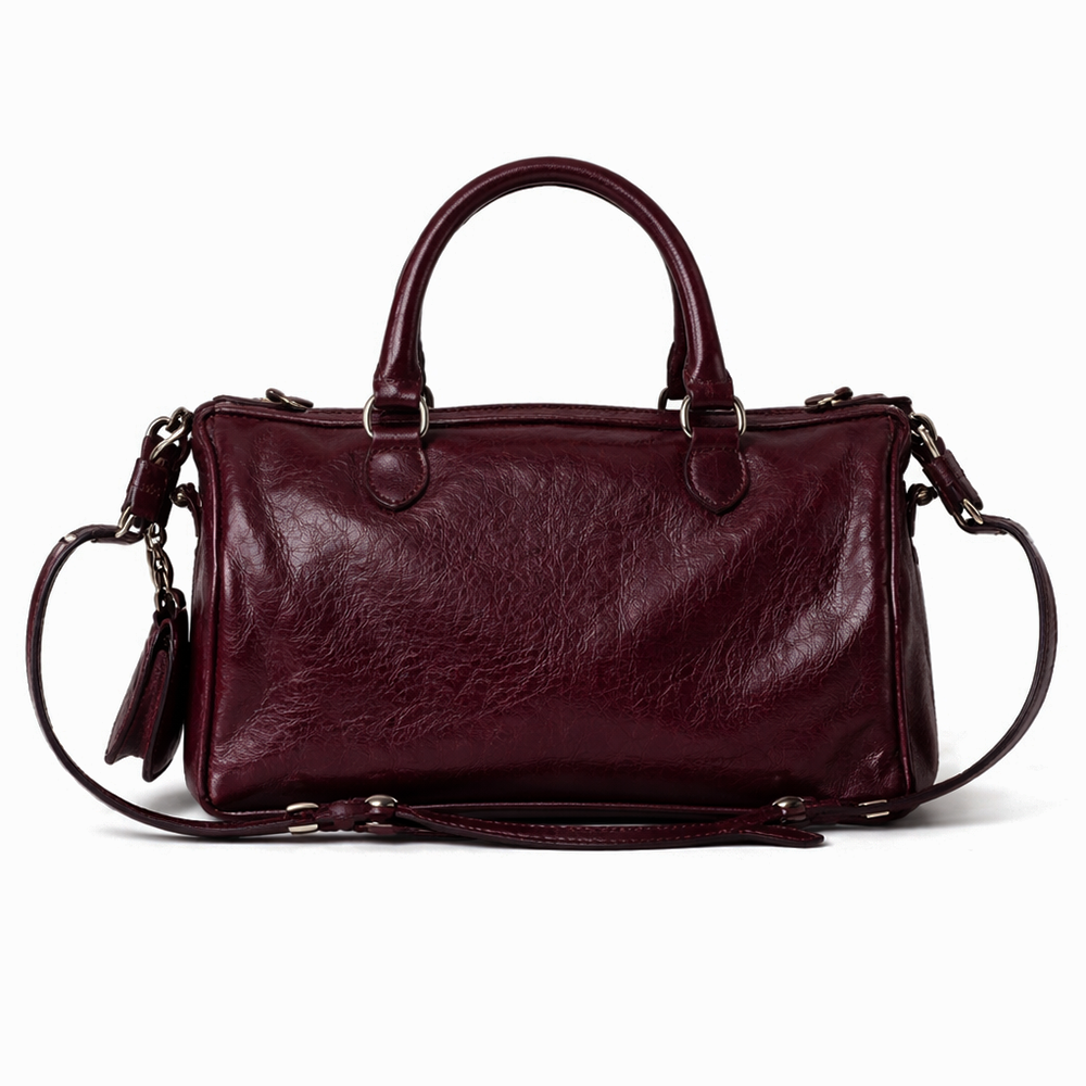 Balenciaga Burgundy Small Leather Le City Top-Handle Bag