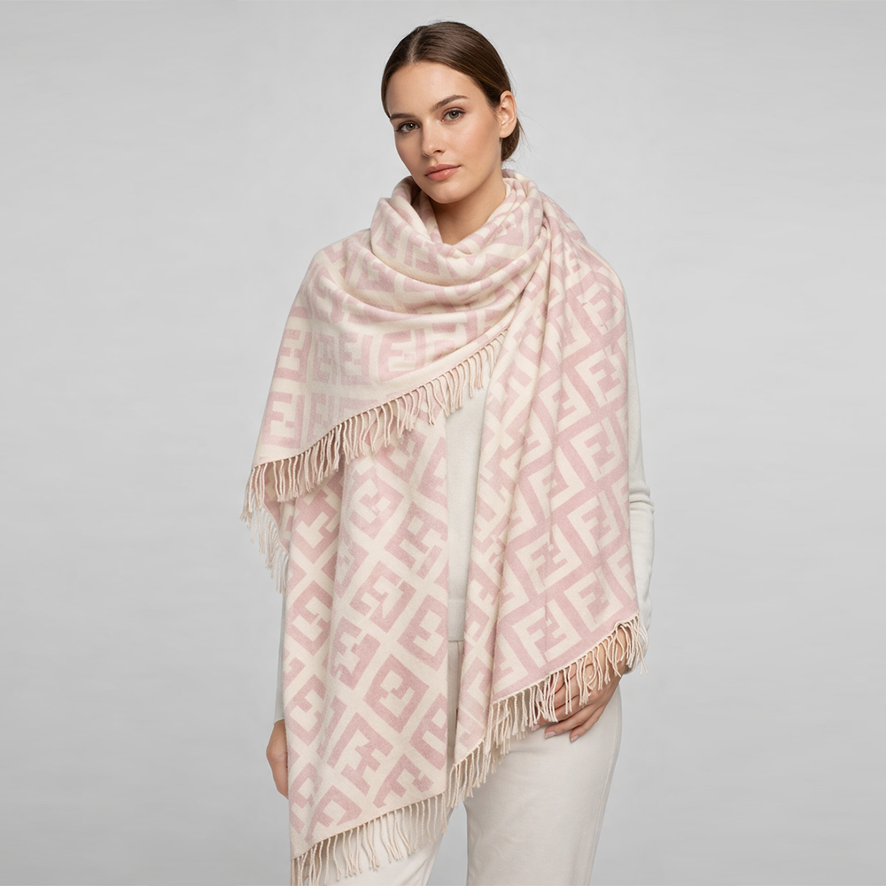 Fendi FF Monogram Shawl – Soft Pink