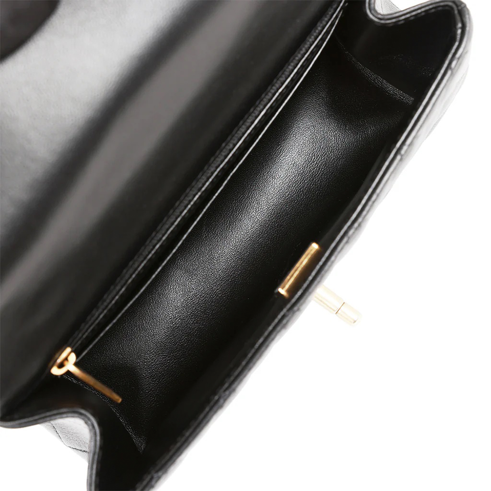 Chanel Mini Flap Bag With Gold Top Handle - Black