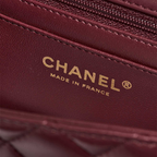 Chanel Mini Flap Bag With Gold Top Handle - Burgundy