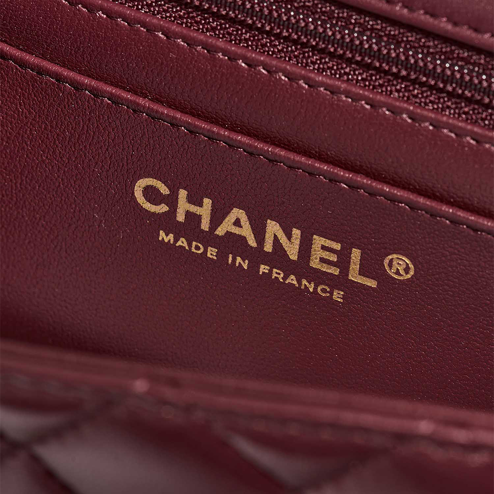 Chanel Mini Flap Bag With Gold Top Handle - Burgundy
