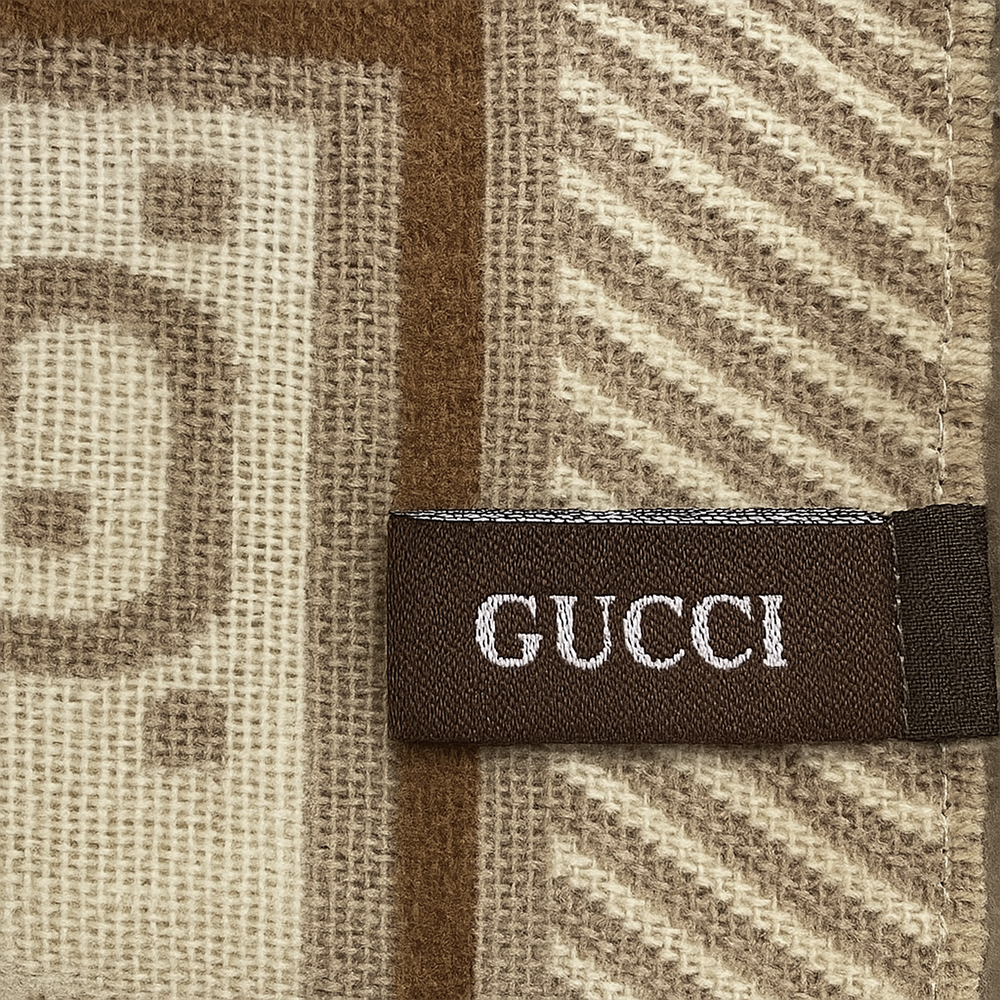 Gucci Reversible GG Jacquard Wool Scarf – Brown & Beige