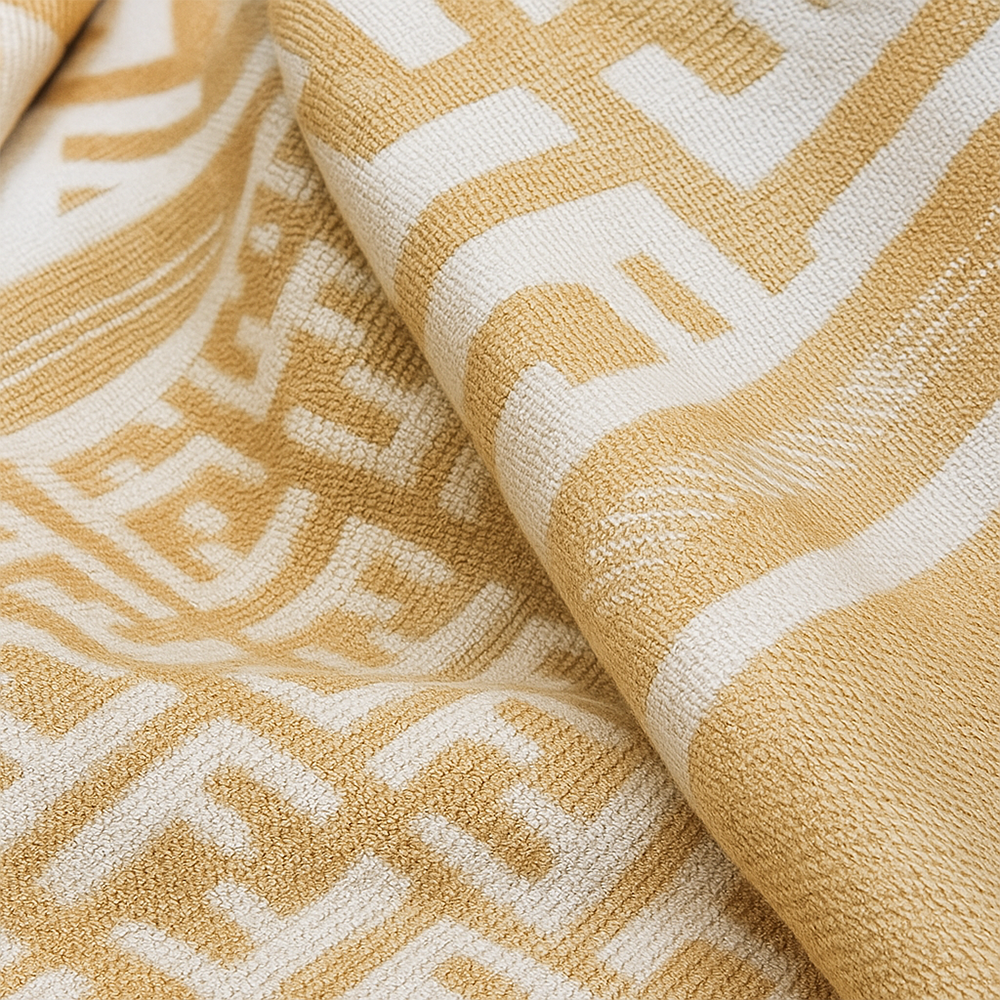 Fendi Wool Scarf – Beige with FF Logo Pattern