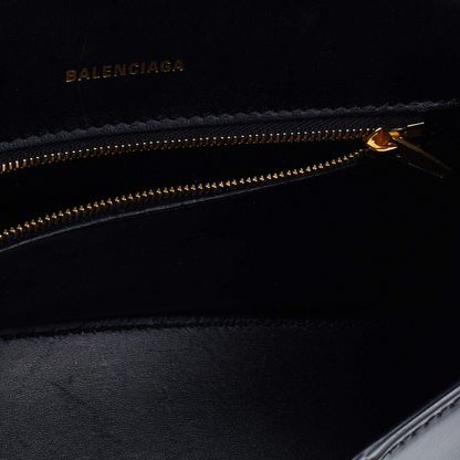 Balenciaga Black Leather Hourglass Box Top Handle Bag - All About Eg