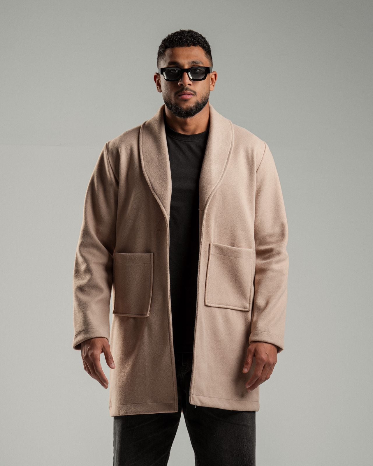 Oversized Knitted Sweater Beige Coat Casual Lapel Warm Overcoat With Pockets - All About Eg