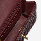 Chanel Mini Flap Bag With Gold Top Handle - Burgundy