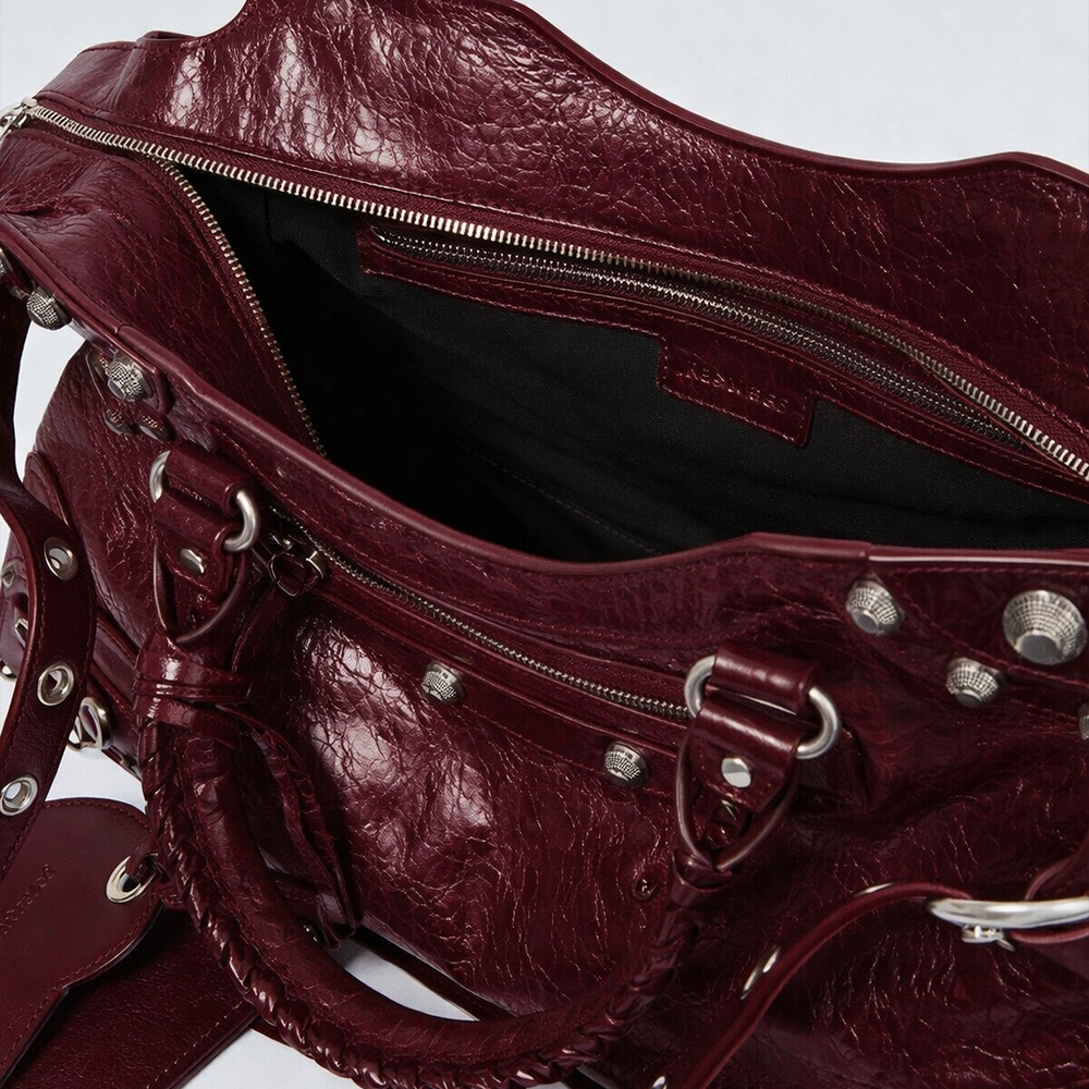 Balenciaga Burgundy Small Leather Le City Top-Handle Bag