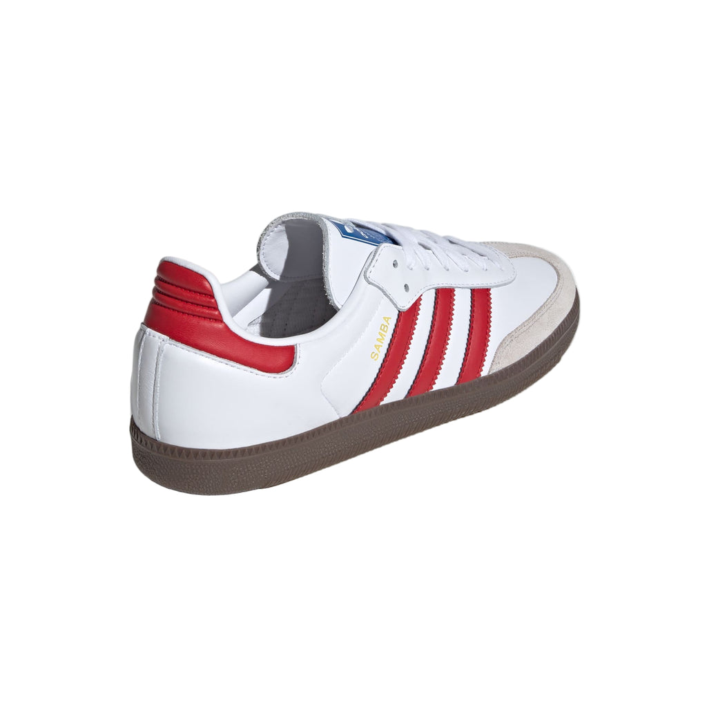 All About Adidas Samba OG White Scarlet red stripes
