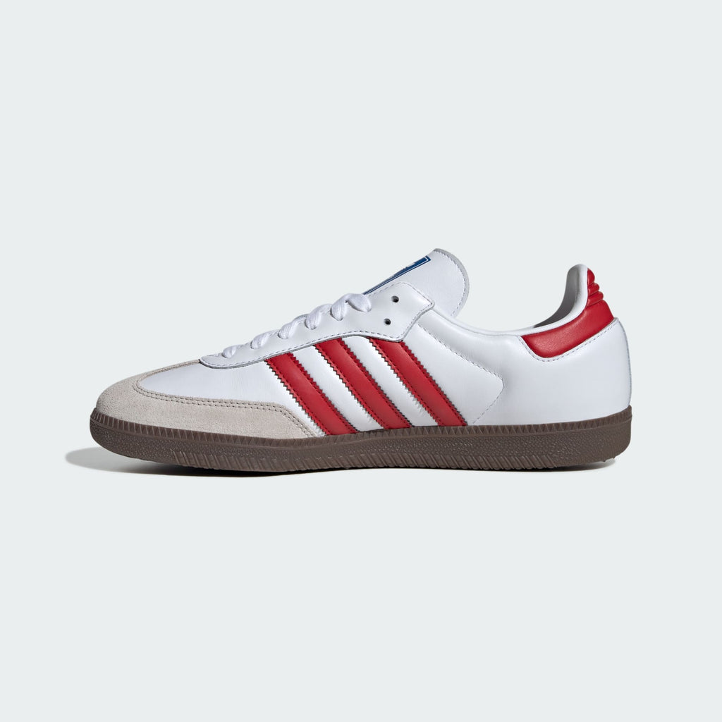 All About Adidas Samba OG White Scarlet red stripes