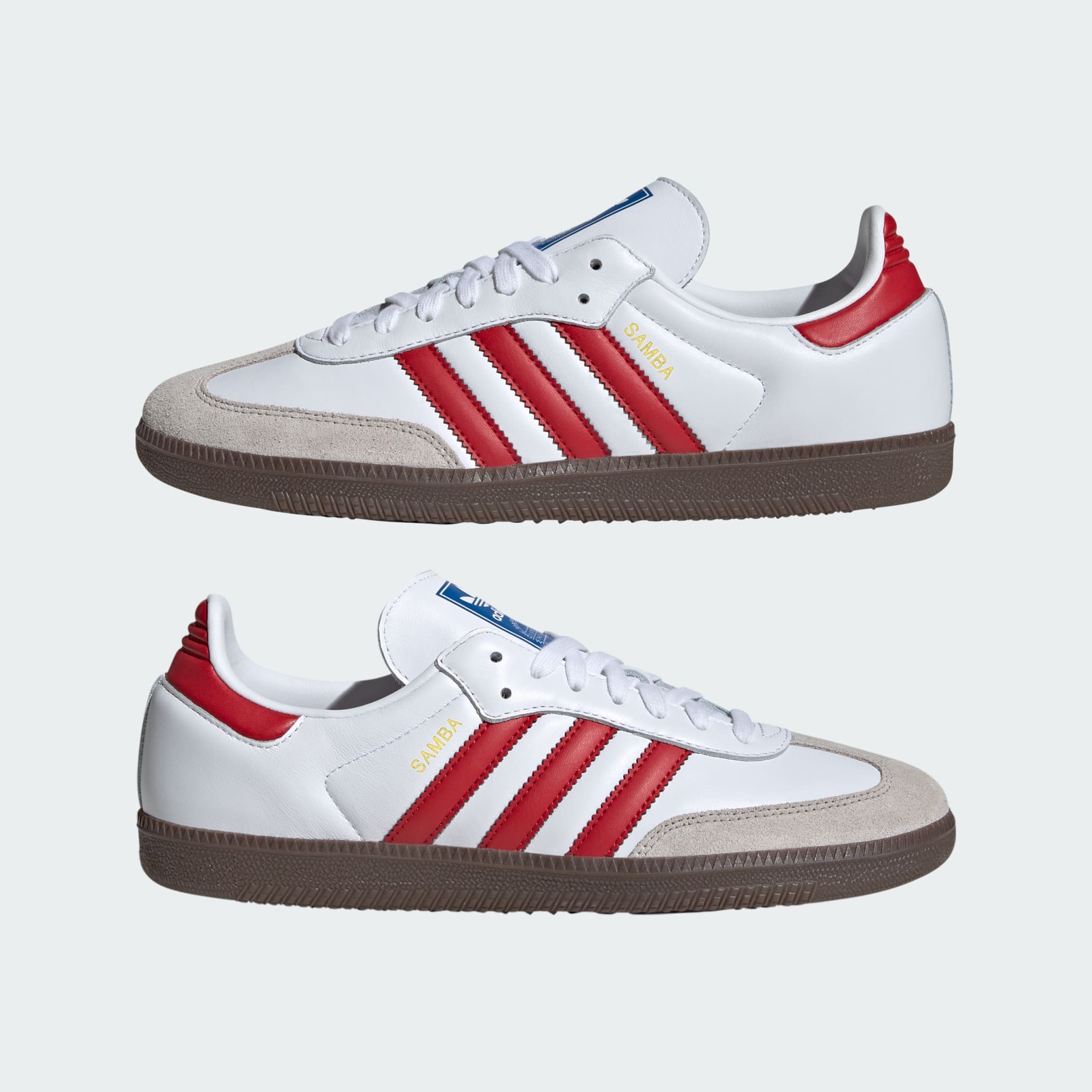 All About Adidas Samba OG White Scarlet red stripes