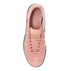 All About Pink Adidas sneaker with three white stripes