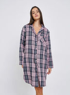 Checked Button Front Nightshirt