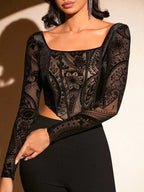 Floral Cropped Top, Square Neck, Asymmetrical Hem